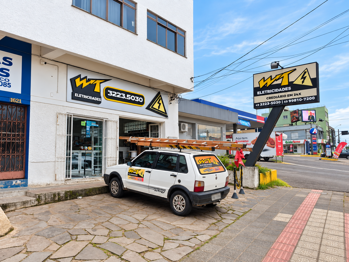 Fachada da WT Eletricidades em Lages-SC